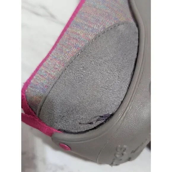 Crocs Women's Heather Gray Fabric Hot Pink Trim Slip-On Ballet Flat Shoes Size 8 - Picture 7 of 9